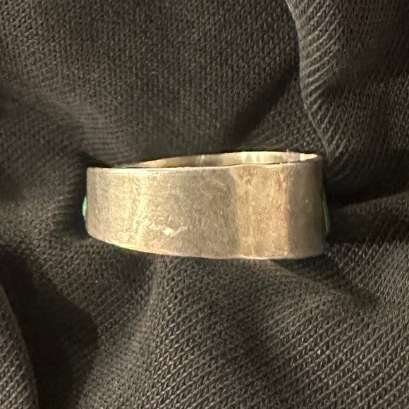 Vintage Zuni style inlay turquoise & sterling silver ring, size 7 - Picture 3 of 8